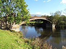 The grade II listed Bevere bridge to an island in the River Severn on the western edge of the parish River Severn, Bevere Island Bridge.jpg