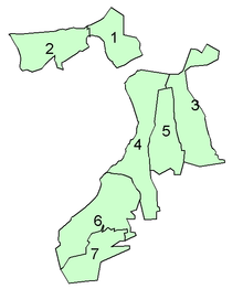 1931: Rainham (6) within Romford Rural District, adjoining Upminster (4) and Wennington (7)