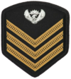 See Also: SANDF - INSIGNIA - Rank - NCO - SA Army - Embossed - Gold On Black - Crest In Silver - Pin On - Staff Sergeant - NCG and MD Left