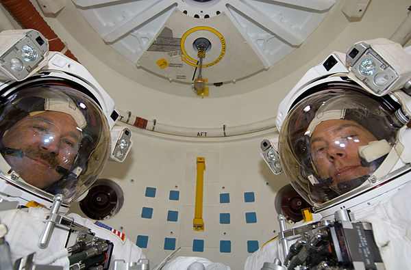 An airlock on board the Space Shuttle.