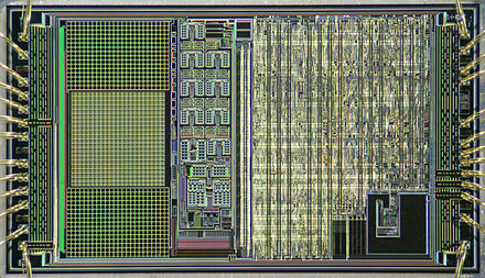 Microscope photograph of the IntelliMouse Explorer sensor silicon die
