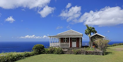 Vista do Centro de Orientação no Parque Nacional da Fortaleza de Brimstone Hill, costa nordeste da ilha caribenha de São Cristóvão, em São Cristóvão e Nevis. (definição 5 726 × 2 903)