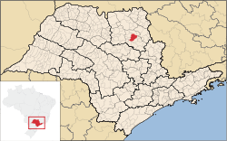 サンパウロ州内のリベイロン・プレトの位置の位置図