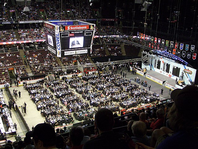 Stage and team tables at Scotiabank Place