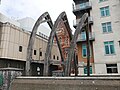 Sculptural detail at the White Hart Dock in Lambeth.