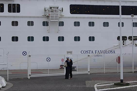 Cruise ship "Costa Favolosa" in the port before departure