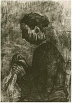 Sien, szyjąca, pół postaci, 31 marca 1883, Kröller-Müller Museum, Otterlo (Nr kat.: F 1026, JH 347)