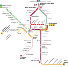Liniennetzplan der Straßenbahnen in Heidelberg