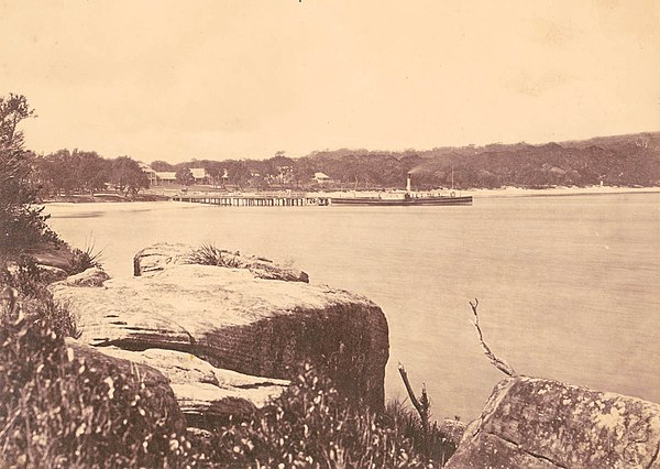 Paddle steamer at Manly Wharf circa 1870s