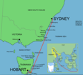 Sydney to Hobart yacht race (using an inset from Chuq's map)
