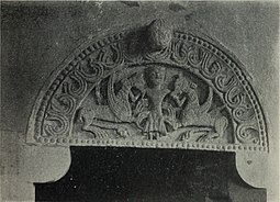 The tympanum with the depiction of the "Celestial Journey of Alexander the Great" Symbolism of animals and birds represented in English architecture (1913) (14729299586).jpg