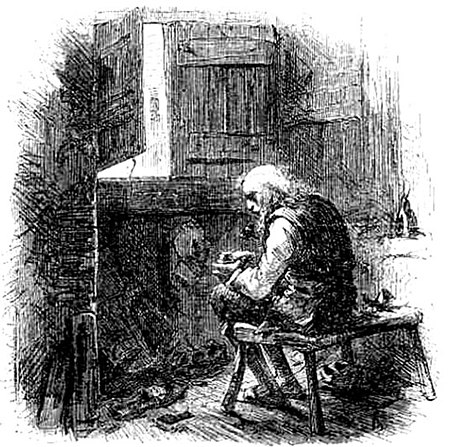 T2C. Dr Manette making shoes in his cell (John McLenan).jpeg