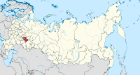 मानचित्र जिसमें तातारस्तान गणतंत्र Респу́блика Татарста́н (रूसी) Татарстан Республикасы (तातार) हाइलाइटेड है