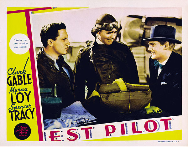 Lobby card with Tracy, Gable and Lionel Barrymore