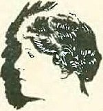 A drawing of a woman in profile