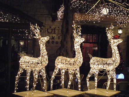 Illuminated deer sculptures, in the "Holiday of holidays" festival
