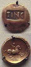 Stater of Tincomarus, king of the Atrebates. Tincomarus stater.jpg