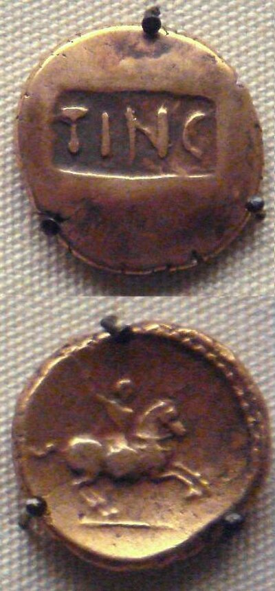 Stater of Tincomarus, king of the Atrebates.