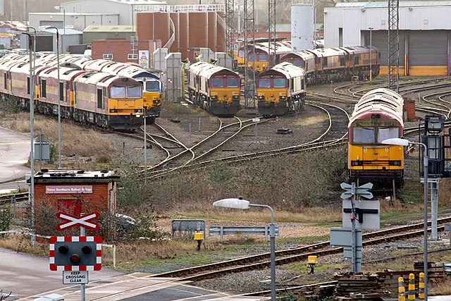 Toton TMD with Class 60 and Class 66s on shed