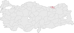 Trabzon tartomány elhelyezkedése Törökország térképén