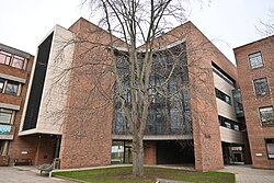 The older Allam Building on the University of Hull campus, a more rounded affair compared to the older buildings adjoining it