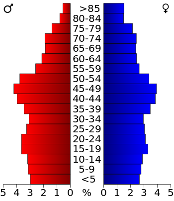 USA Fayette County, West Virginia age pyramid.svg