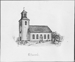 Kyrkan på teckning 1887.