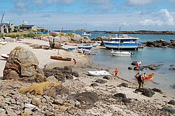 La plage de Chausey sur la côte est de la Grande Île