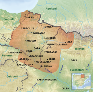 Location of the tribe of the Vascones in red. Vasconii.png
