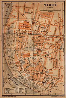 Kart over byen Vichy i 1914.