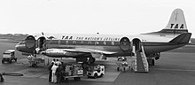 Vickers Viscount de TAA en el aeropuerto internacional de Adelaida (c. 1960-1965)