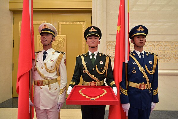 The Beijing Garrison Honor Guard with the Order of Friendship, an award occasionally given during state visits