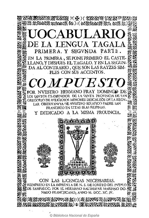 Vocabulario de la lengua tagala, 1794.