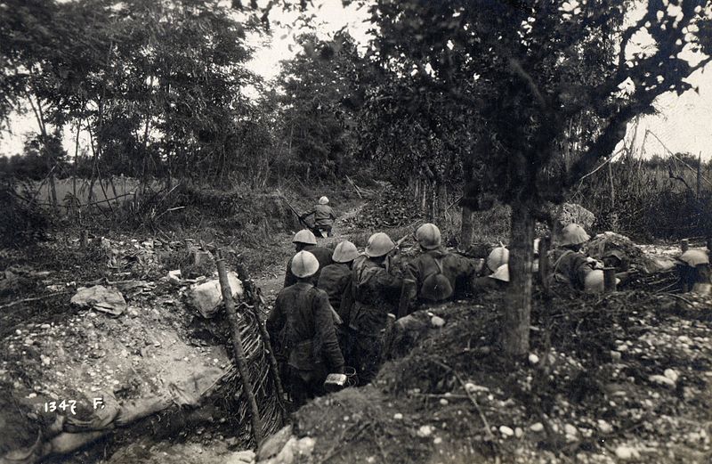 File:WWI - Battle of Caporetto - New Italian Line at the Piave River - trenches near Case Ruei.jpg