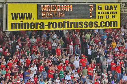 5 May 2007: Scoreboard showing the final score of game that kept Wrexham in the Football League and condemned Boston United to the Conference