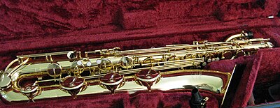 A Yamaha baritone saxophone