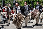 Thumbnail for File:"Majovci"- the musicians at Galichnik wedding, playing on only two instruments - zurli &amp; tapan.jpg