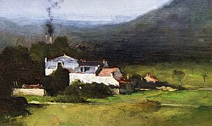 Paysage, dit La Maison de Corot à Ville-d'Avray ('Landscape', known as 'La Maison de Corot in Ville-d'Avray') by Théodule Ribot - Musée Baron Gérard, Bayeux