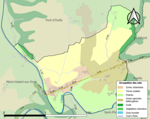 Barevná mapa znázorňující využití půdy.