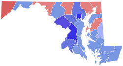 2004 Senát USA volby v Marylandu mapa výsledků podle county.svg