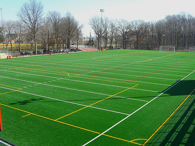The soccer field at Bruins Stadium