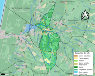 Barevná mapa znázorňující využití půdy.