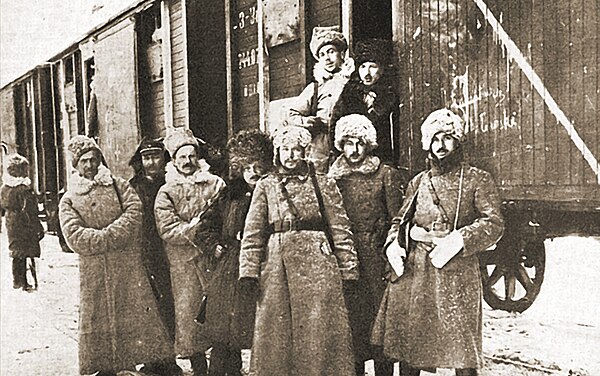 Soldiers of 5th Polish Rifle Division in transport through Siberia, winter 1919/1920