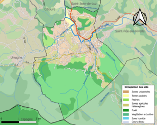 Kolorowa mapa przedstawiająca użytkowanie gruntów.