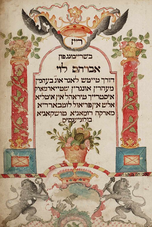 Abraham Levi ben Menahem Tall, 'Rayz beshraybung', 1719-1724. Een reisverhaal in het Jiddisch door Centraal-Europa. Collectie Bibliotheca Rosenthaliana.