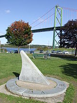 The Africville Monument in Seaview Park with the A Murray MacKay Bridge in the background
