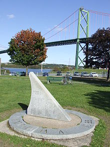 Monument at the site of Africville beside the A. Murray MacKay Bridge Africville and bridge.jpg