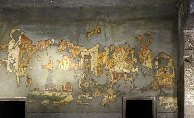 File:Ajanta, grotta 1, vihara di scuola mahayana, v secolo dc., interno, affreschi parietali 03.jpg