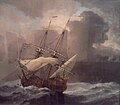 Nava engleză Hampton Court într-o furtună c. anii 1680