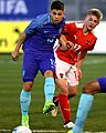 Gablriel Culhaci (FC Utrecht U19, in front) and Philipp Sturm (FC Red Bull Salzburg).}}